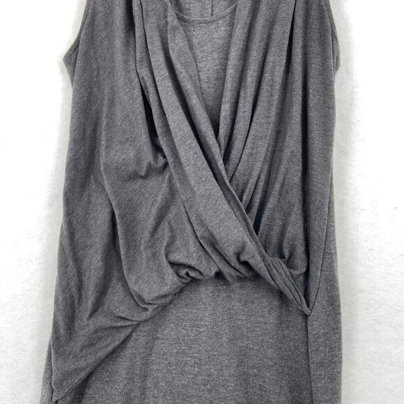 Athleta Duet Wrap Surplice Dress Size S Gray Sleeveless Stretch Knit Bodycon - Picture 7 of 13